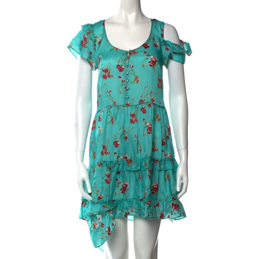 R13 Blue A-Line Dress Floral Print